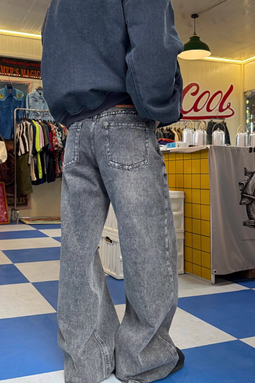 Washed Wide Denim Pants