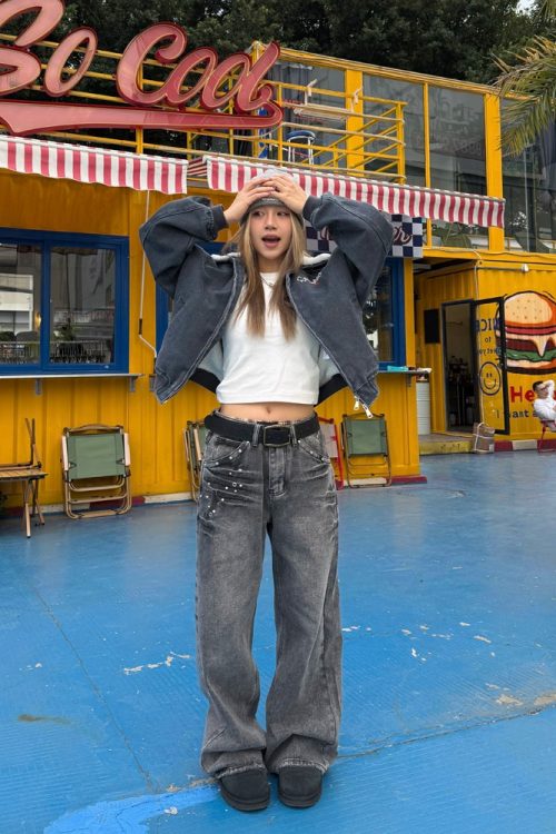 Washed Wide Denim Pants