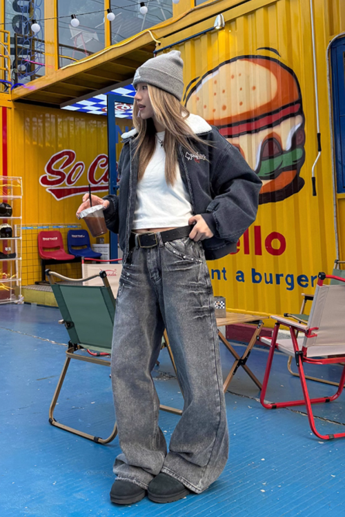 Washed Wide Denim Pants