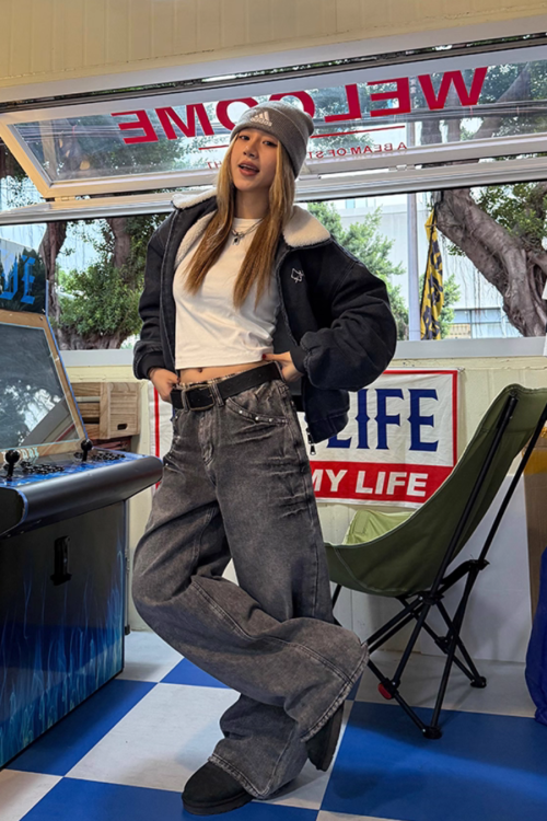 Washed Wide Denim Pants