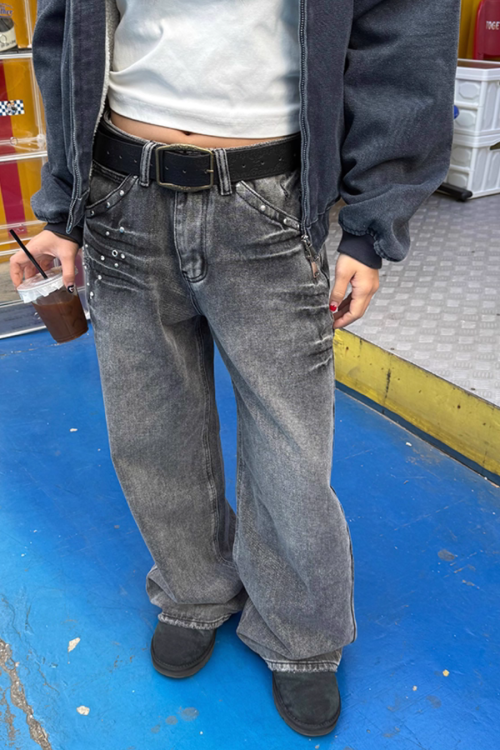 Washed Wide Denim Pants