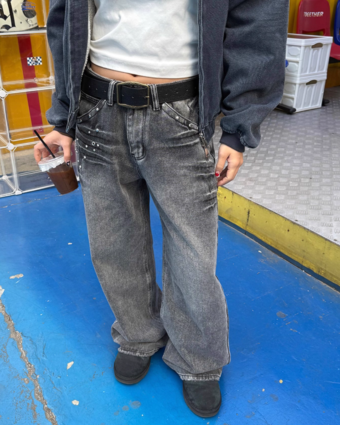 Washed Wide Denim Pants Washed Wide Denim Pants