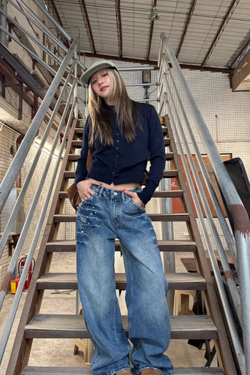 Washed Wide Denim Pants