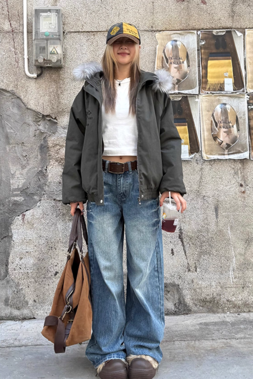 Washed Wide Denim Pants