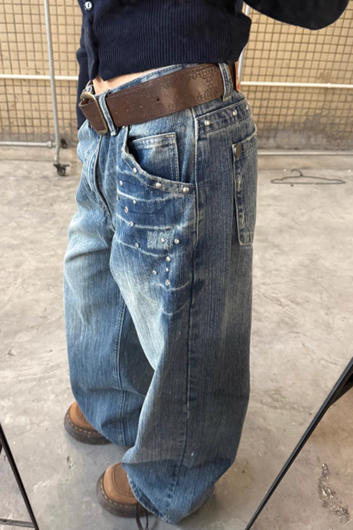 Washed Wide Denim Pants