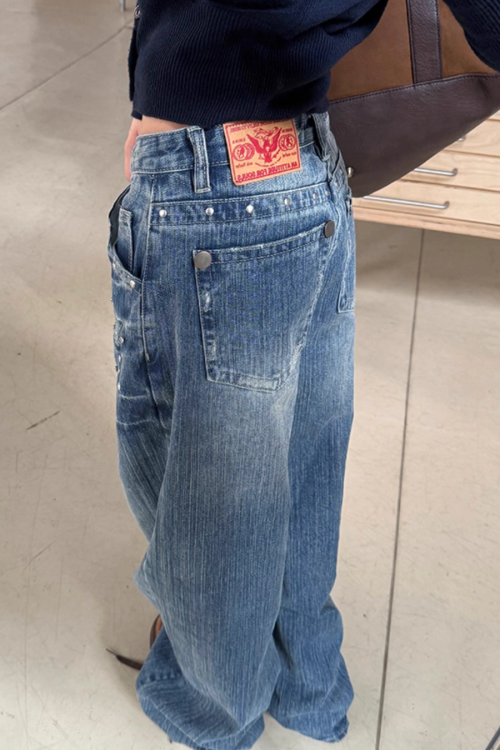 Washed Wide Denim Pants