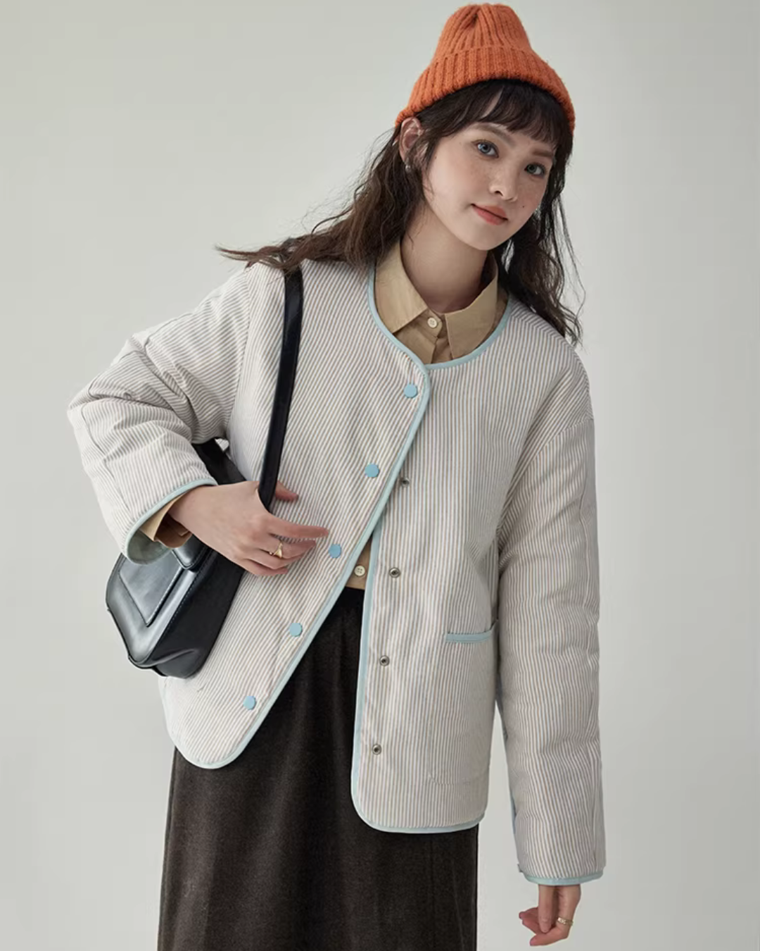 Wave Quilting Collarless Jacket Wave Quilting Collarless Jacket