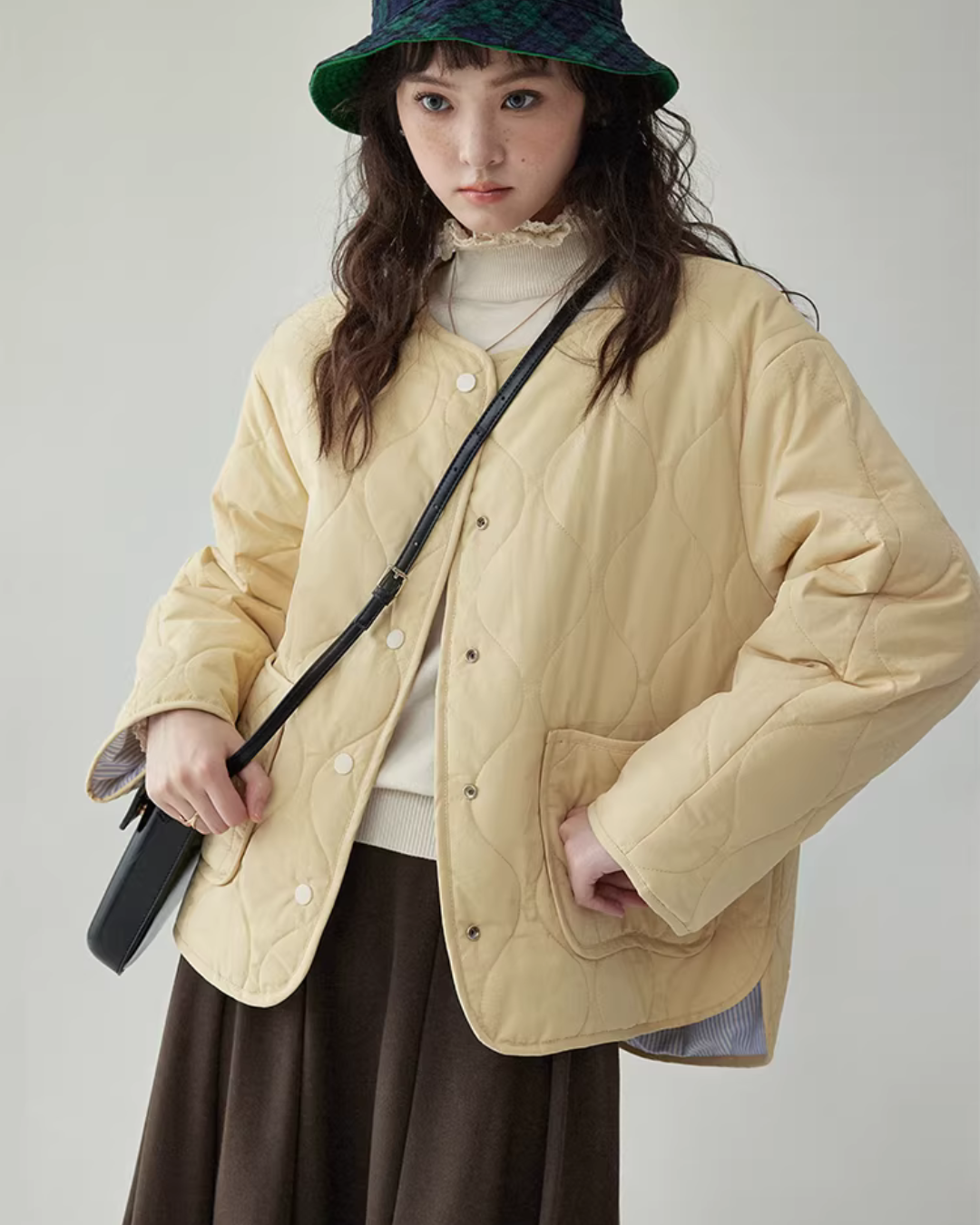 Wave Quilting Collarless Jacket Wave Quilting Collarless Jacket