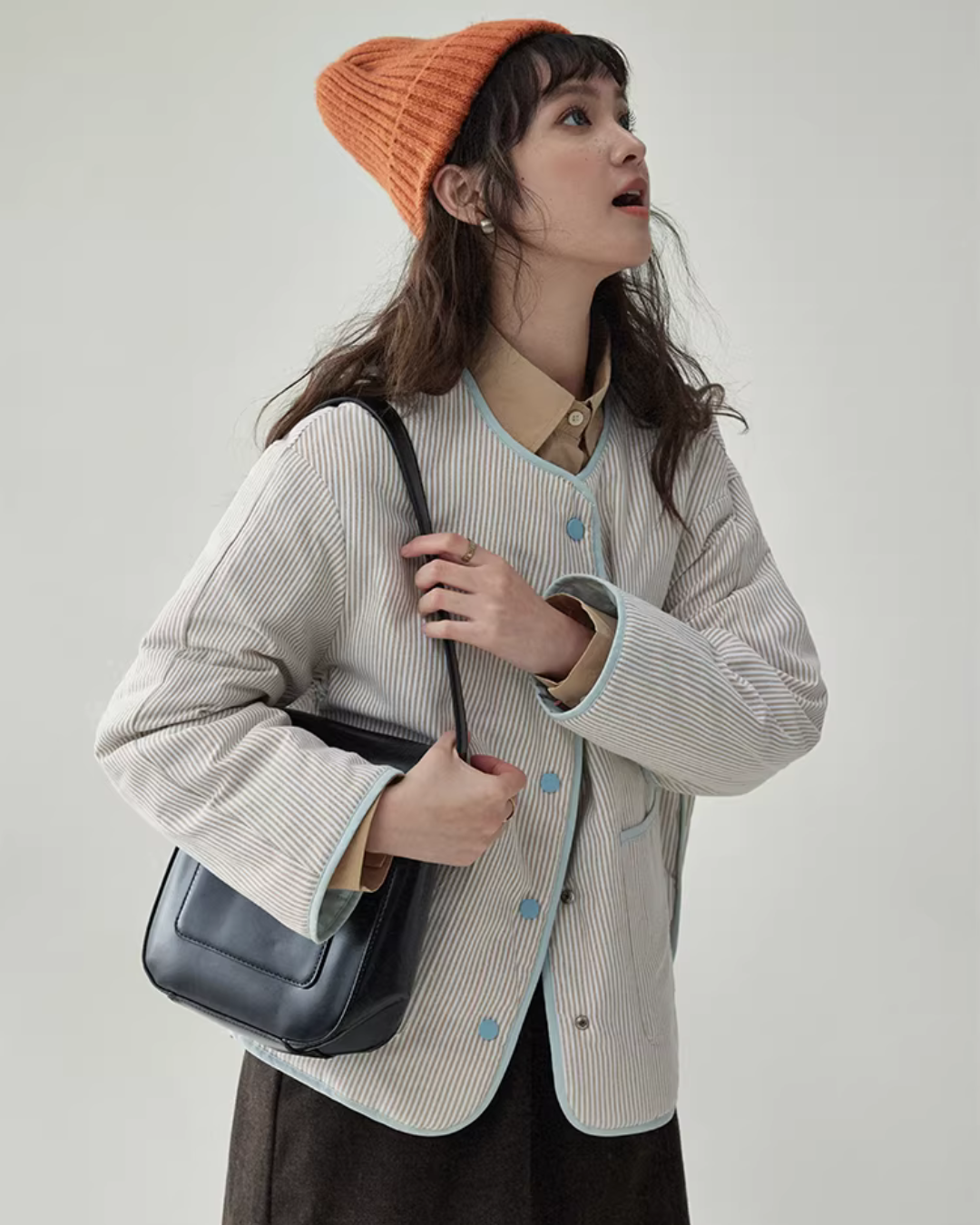 Wave Quilting Collarless Jacket Wave Quilting Collarless Jacket