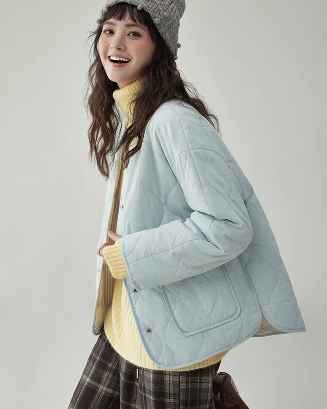 Wave Quilting Collarless Jacket Wave Quilting Collarless Jacket