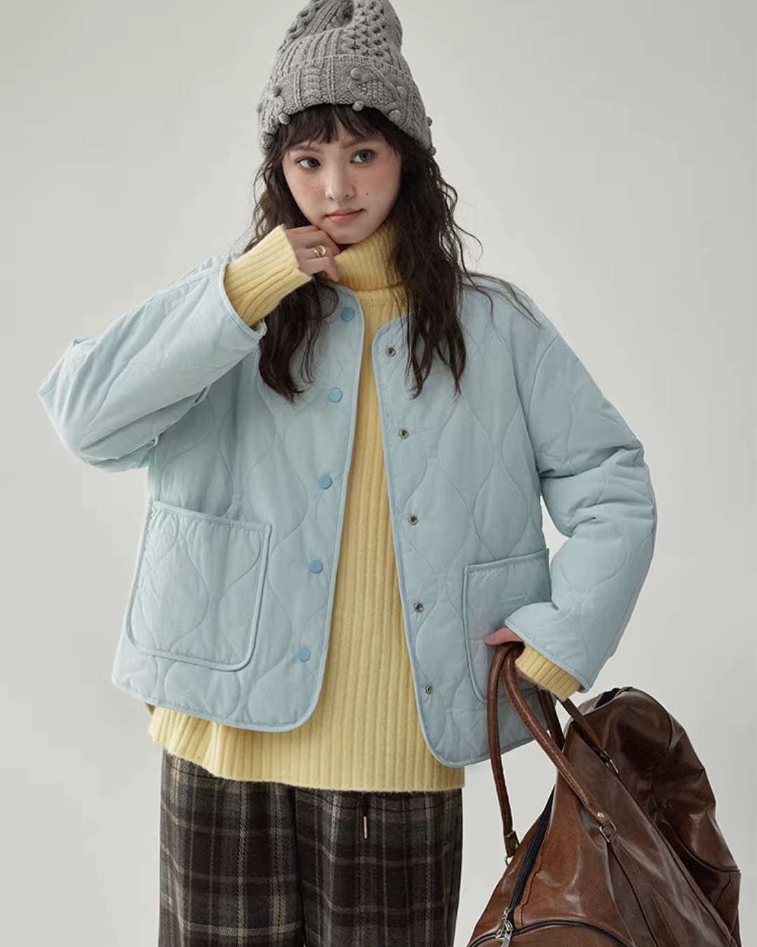 Wave Quilting Collarless Jacket Wave Quilting Collarless Jacket