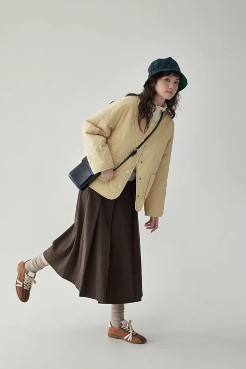 Wave Quilting Collarless Jacket