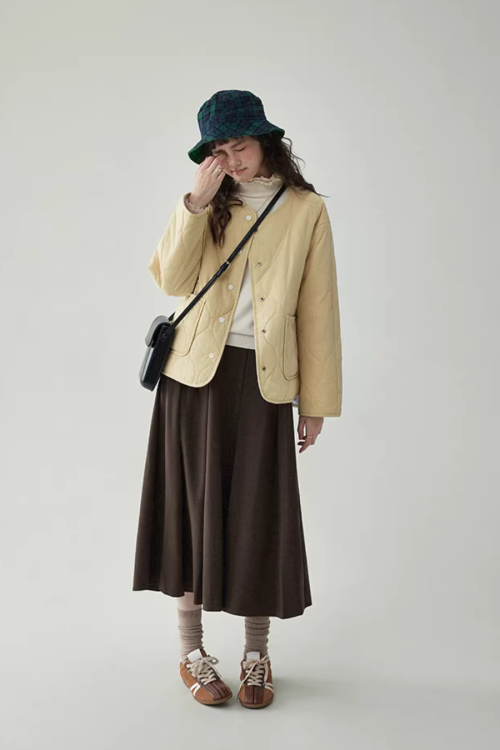 Wave Quilting Collarless Jacket