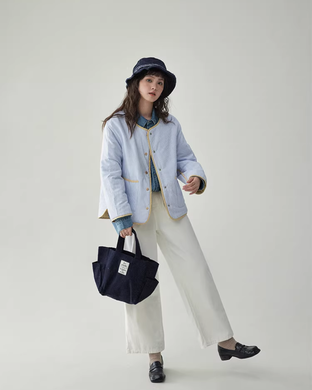 Wave Quilting Collarless Jacket Wave Quilting Collarless Jacket