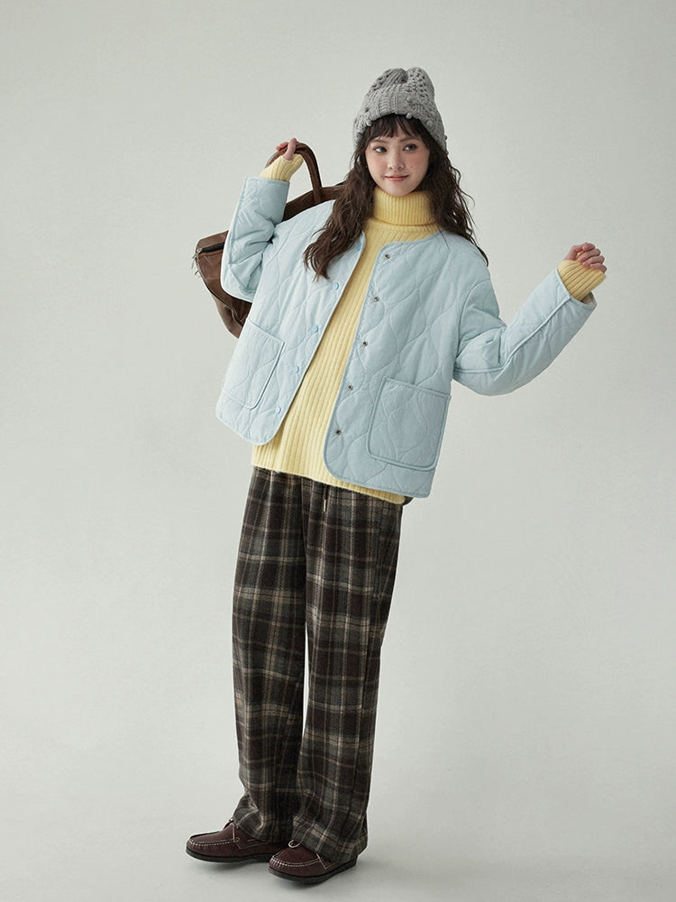 Wave Quilting Collarless Jacket Wave Quilting Collarless Jacket