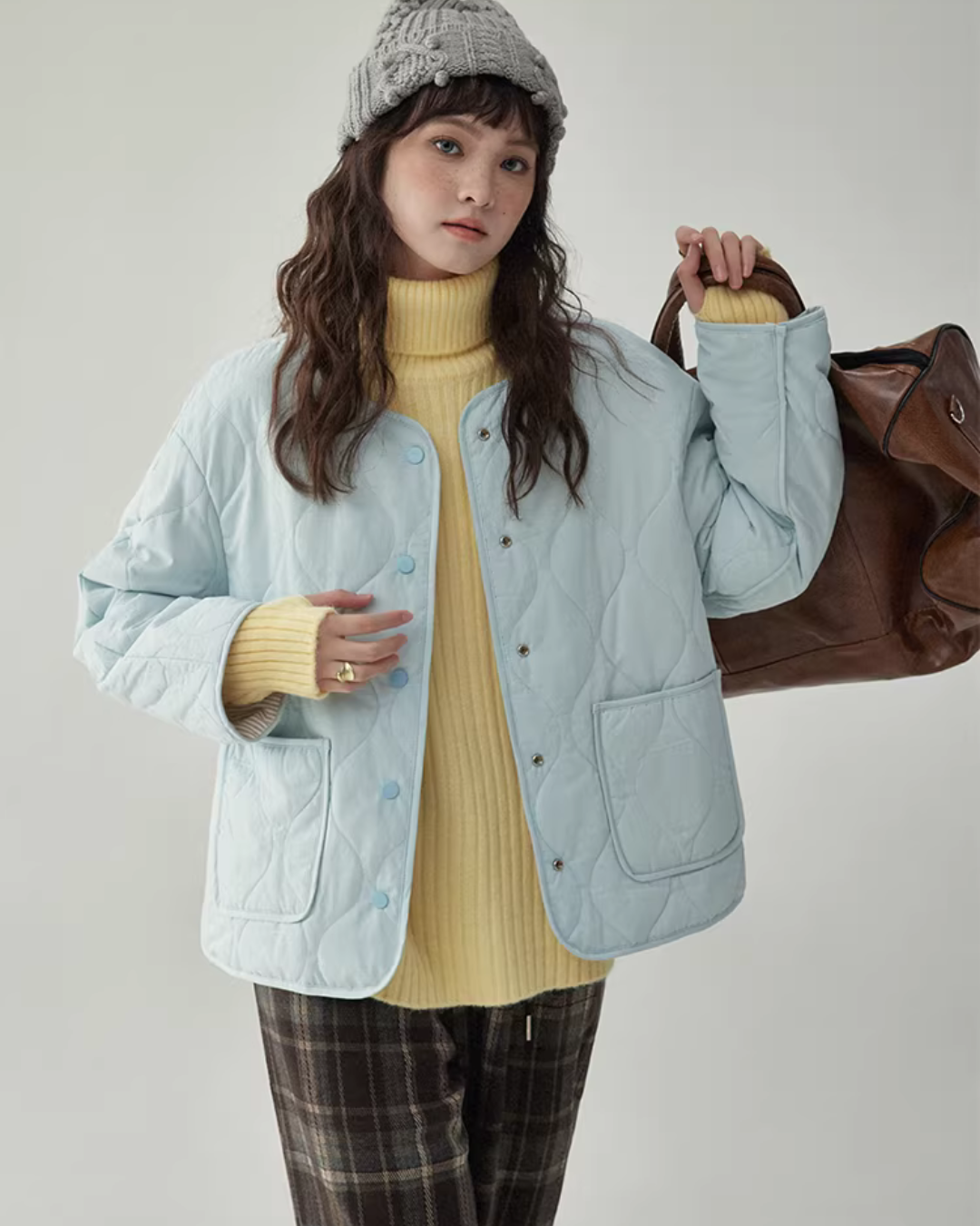 Wave Quilting Collarless Jacket Wave Quilting Collarless Jacket