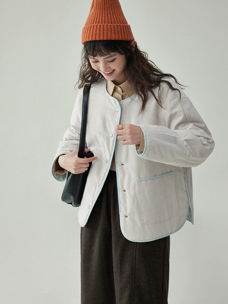 Wave Quilting Collarless Jacket Wave Quilting Collarless Jacket