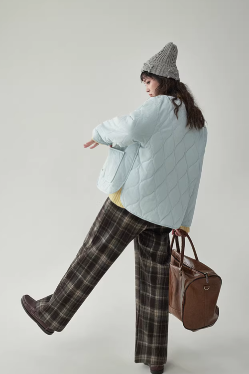 Wave Quilting Collarless Jacket