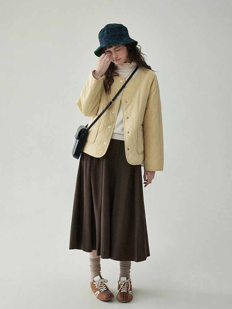 Wave Quilting Collarless Jacket Wave Quilting Collarless Jacket