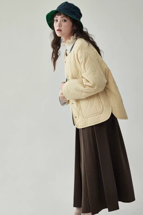 Wave Quilting Collarless Jacket