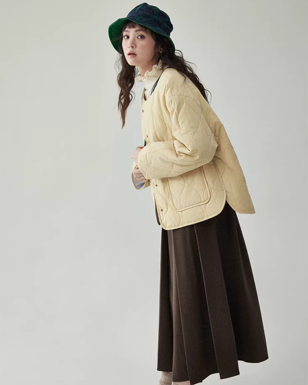 Wave Quilting Collarless Jacket Wave Quilting Collarless Jacket