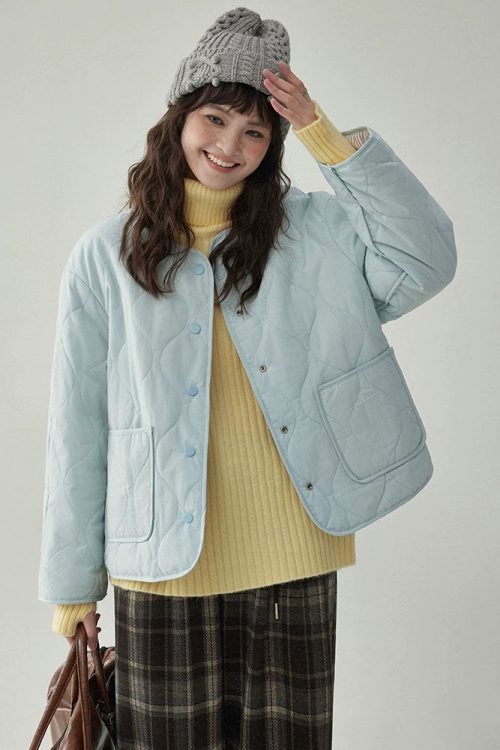 Wave Quilting Collarless Jacket