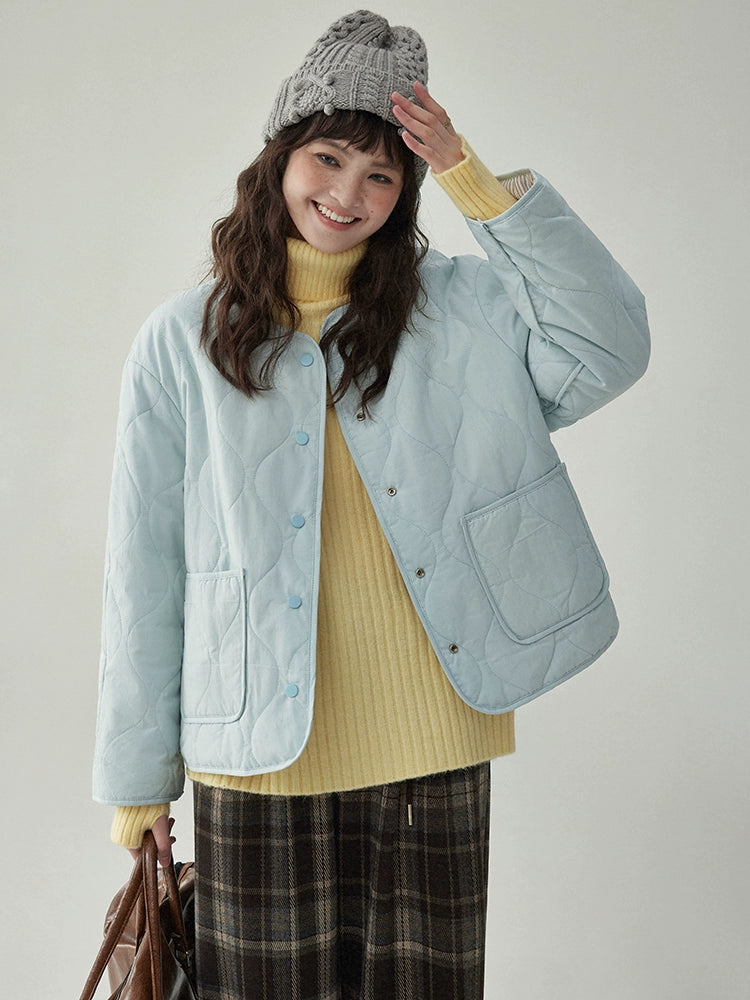 Wave Quilting Collarless Jacket Wave Quilting Collarless Jacket