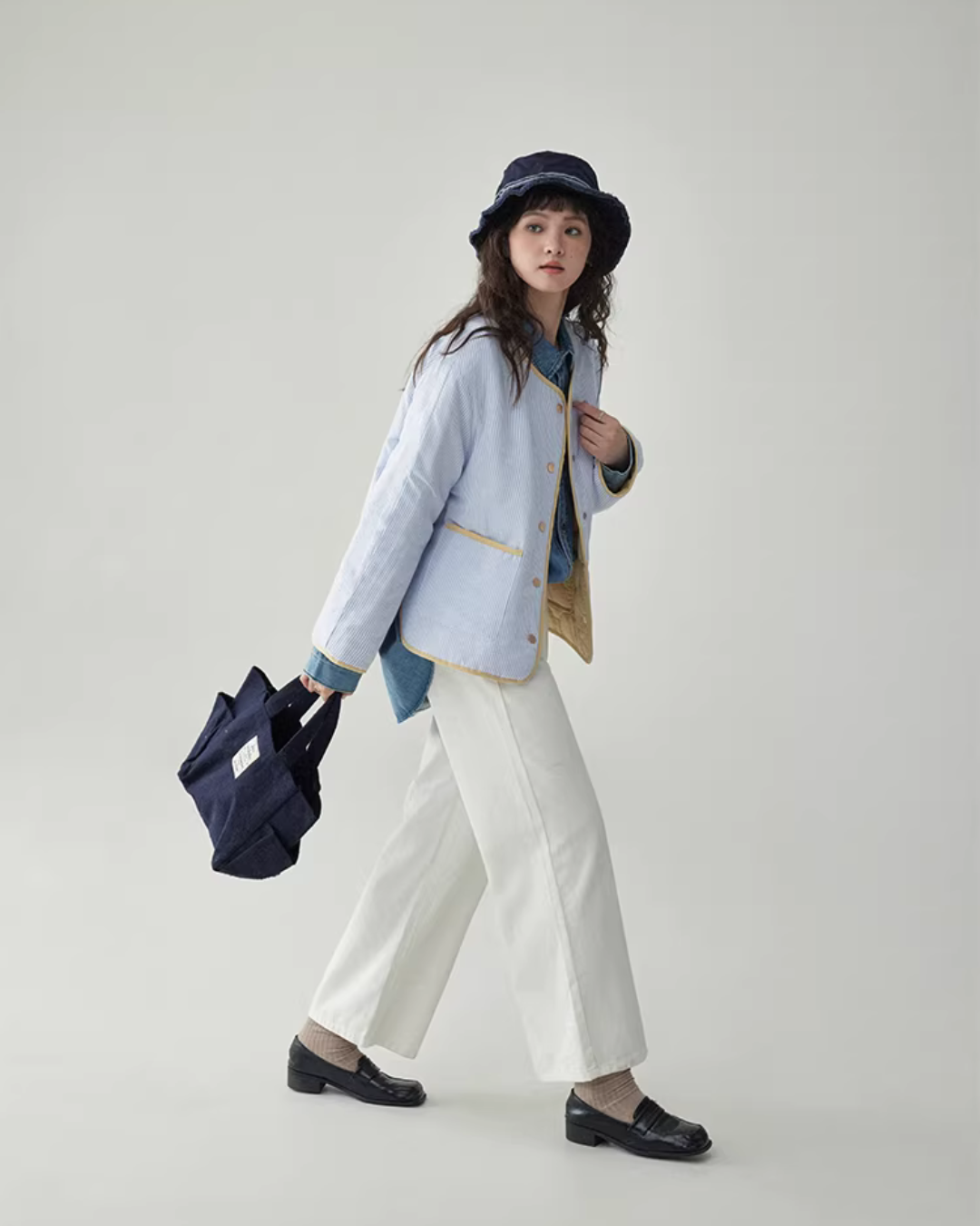 Wave Quilting Collarless Jacket Wave Quilting Collarless Jacket