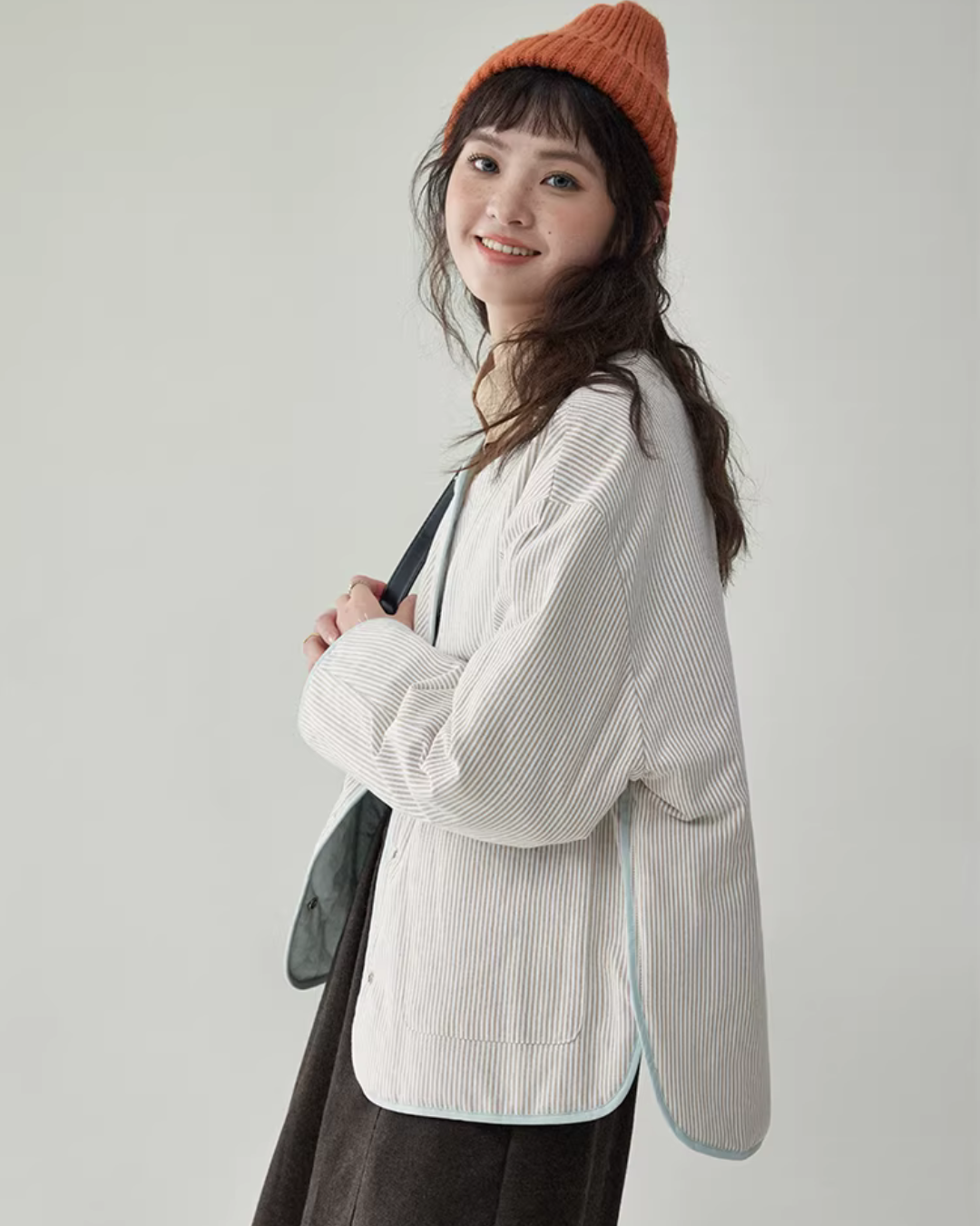 Wave Quilting Collarless Jacket Wave Quilting Collarless Jacket