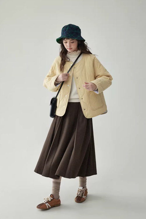 Wave Quilting Collarless Jacket