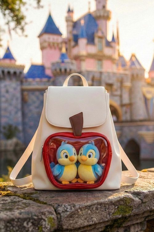 White Apple Ita Backpack with Clear Window for Plushies and Pins