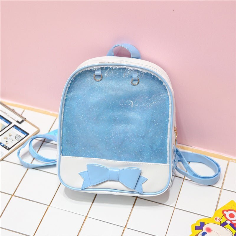 White Backpack with Clear Window for Plushies and Pins White Backpack with Clear Window for Plushies and Pins