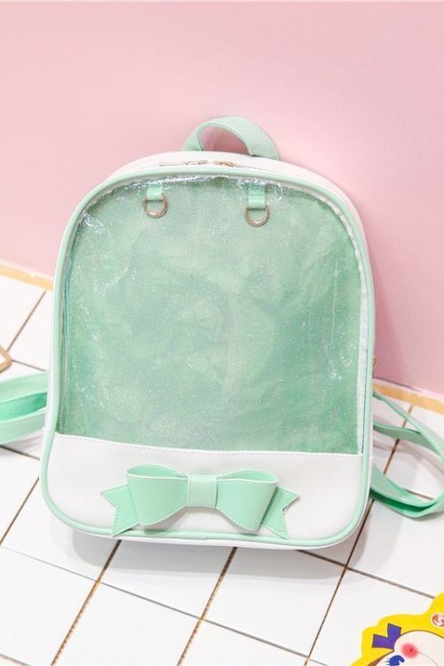 White Backpack with Clear Window for Plushies and Pins