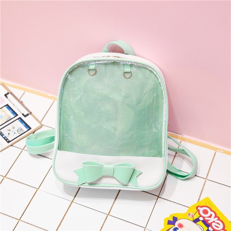 White Backpack with Clear Window for Plushies and Pins White Backpack with Clear Window for Plushies and Pins