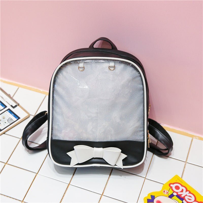 White Backpack with Clear Window for Plushies and Pins White Backpack with Clear Window for Plushies and Pins