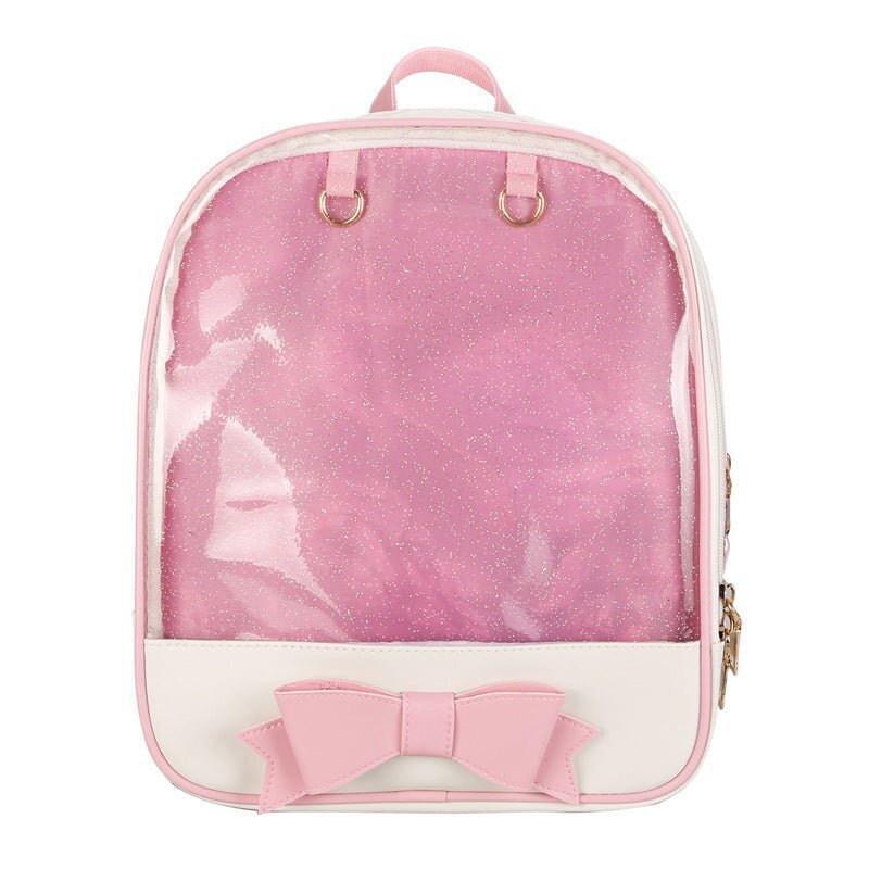 White Backpack with Clear Window for Plushies and Pins White Backpack with Clear Window for Plushies and Pins