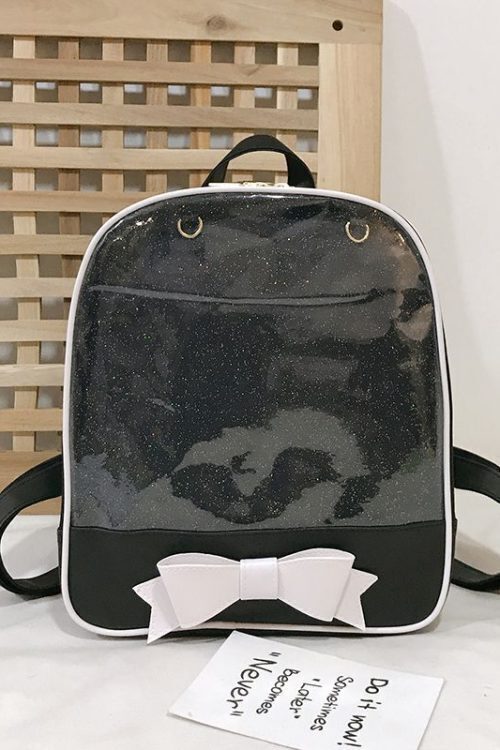 White Backpack with Clear Window for Plushies and Pins