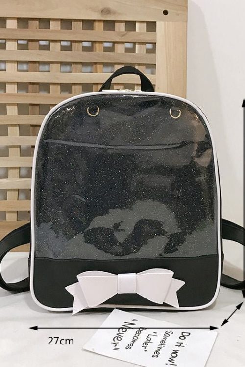 White Backpack with Clear Window for Plushies and Pins