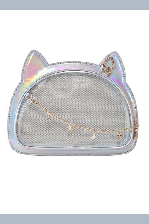 White Cat Ita Bag with Clear Window and Included Insert for Pin Display