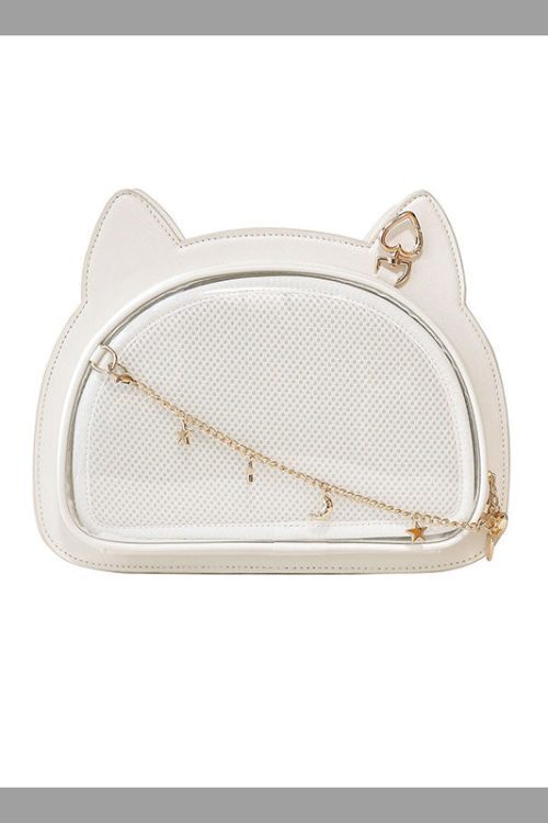 White Cat Ita Bag with Clear Window and Included Insert for Pin Display