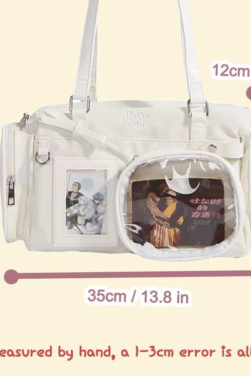 White Ita Crossbody Bag with Clear Window for Plushies and Pins