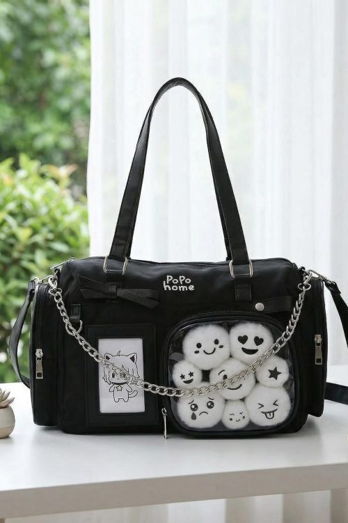 White Ita Crossbody Bag with Clear Window for Plushies and Pins