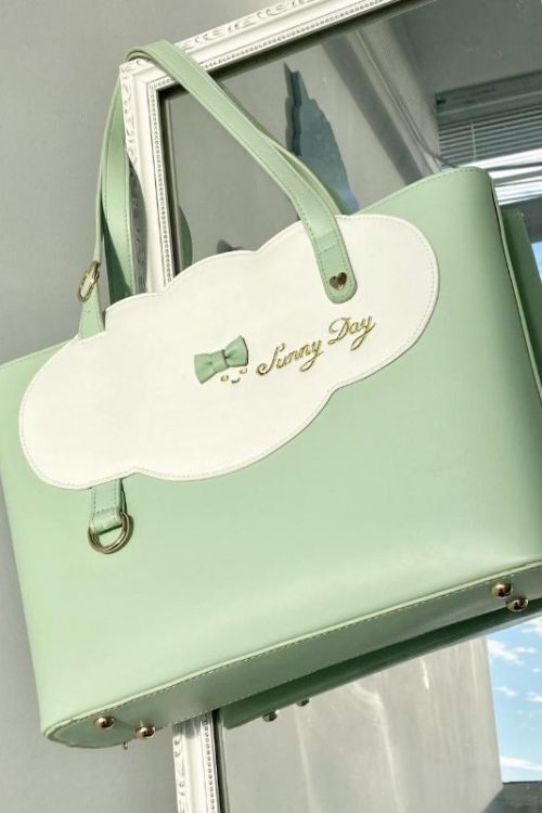 White Ita Shoulder Bag with Clear Window for Pin Display