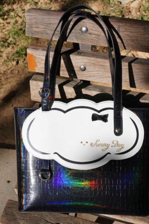 White Ita Shoulder Bag with Clear Window for Pin Display