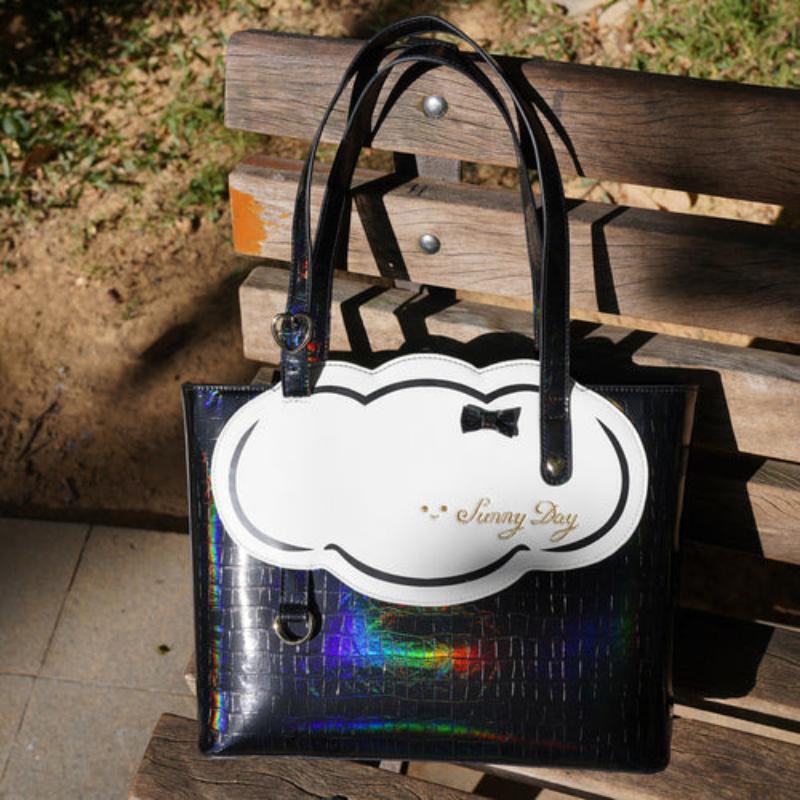 White Ita Shoulder Bag with Clear Window for Pin Display White Ita Shoulder Bag with Clear Window for Pin Display