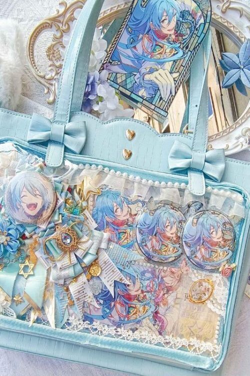 White Ita Shoulder Bag with Clear Window for Pin Display