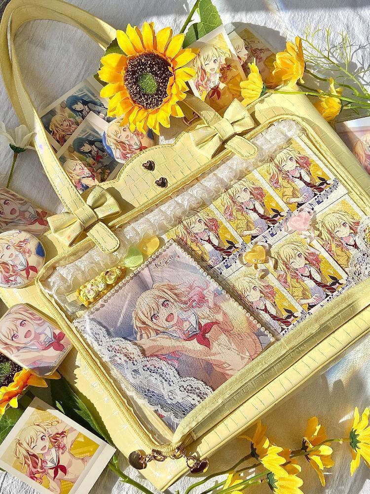 White Ita Shoulder Bag with Clear Window for Pin Display White Ita Shoulder Bag with Clear Window for Pin Display