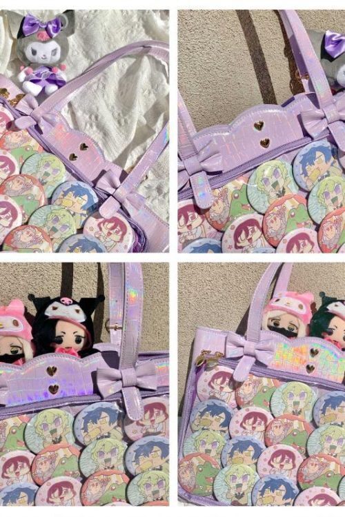 White Ita Shoulder Bag with Clear Window for Pin Display