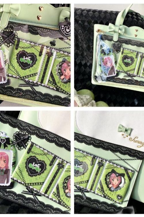 White Ita Shoulder Bag with Clear Window for Pin Display