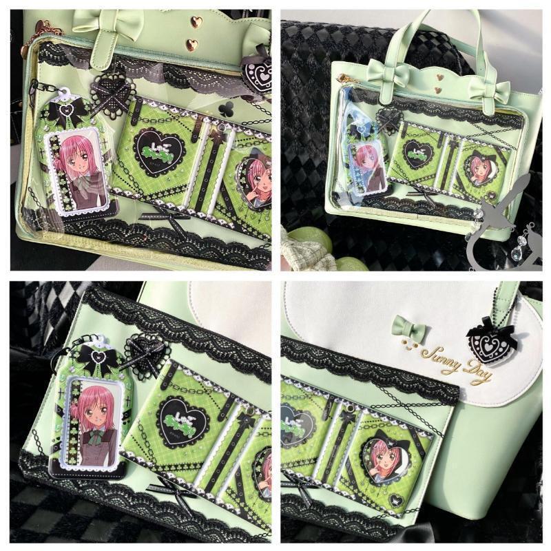 White Ita Shoulder Bag with Clear Window for Pin Display White Ita Shoulder Bag with Clear Window for Pin Display